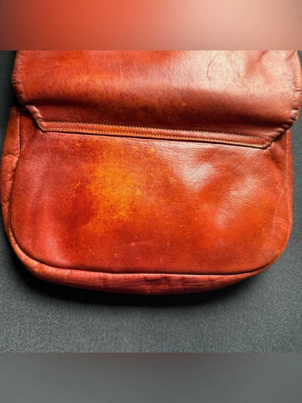 Vintage Fold Over Leather Clutch in Fair Condition